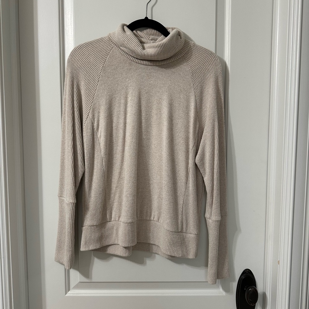 Women's Cream Turtleneck Knit Sweater